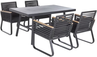 CANETTO - Tuinset voor 4 - Zwart - Aluminium
