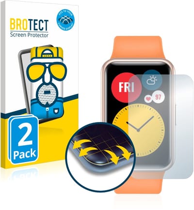BROTECT - Screenprotector voor Huawei Watch Fit - Folie Beschermfolie matte volledig dekking 2 Stuks