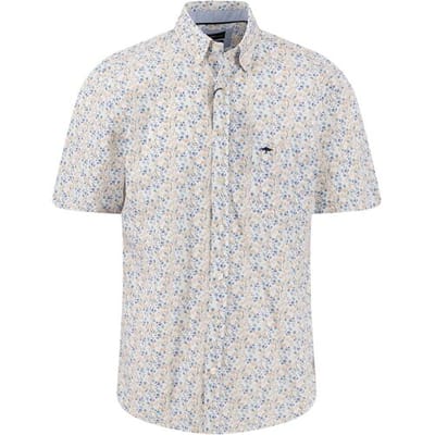Fynch-Hatton Overhemd Short Sleeve Flower Pattern Button-Down Tangerine / male