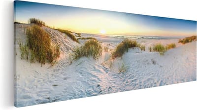 Artaza Canvas Schilderij Duinen - 60x20 cm - Wanddecoratie Strand En Zee - Muurdecoratie Kust - Kamer Accessoires Zonsopkomst