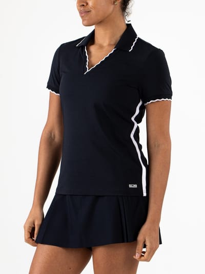 Sjeng Sports HADASSA Sportshirt Dames - Zwart Wit - Powerstretch en ritszakken - Tennis en Fitness - sneldrogend