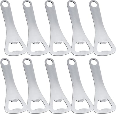 Set van 10 RVS Flessenopeners voor Bartenders, Perfect voor Bier, Thuisgebruik en Buitenevenementen