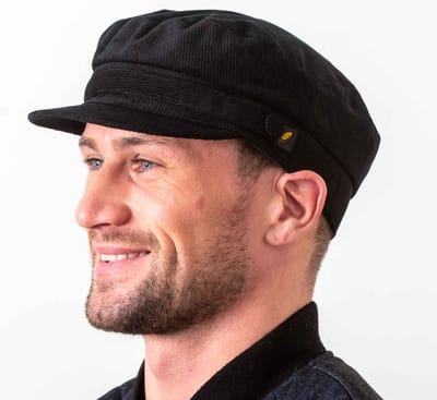 Hatman of Ireland Fisherman / Skipper Cap Corduroy Zwart maat Medium, 58cm