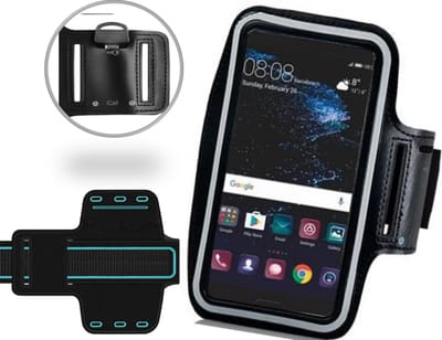 Hardloop Telefoonhouder Zwart - Universele Sportband Armband voor GSM tot 6 inch