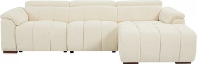 Vente-unique Elektrische relaxbank met rechtse hoek in beige stof MOLPICA