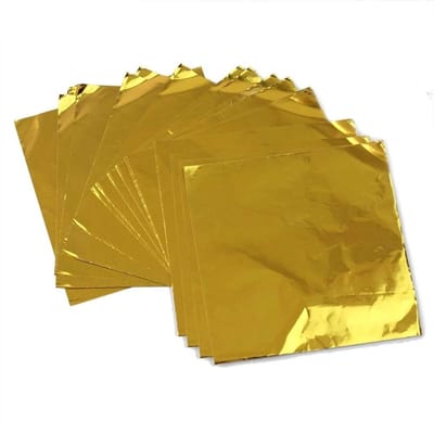 Dailygoods- Snoep Wrappers Aluminiumfolie - 100 Stuks - Voedsel Verpakking - Goud Folie Papier - 8x8 cm - Duurzaam en Milieuvriendelijk - Verpakkingspapier