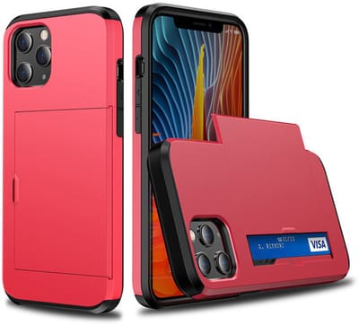 Hoesje geschikt voor iPhone 7 - Backcover - Hardcase - Pasjeshouder - Portemonnee - Shockproof - TPU - Rood