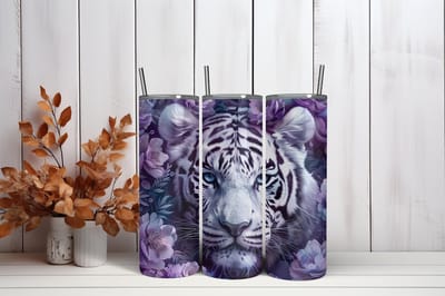 Thermosbeker Witte tijger - 600 ml RVS Tumbler met Rietje - Cadeau - Schoolbeker - Antilek dop - Vaatwasserbestendig - Werkbeker - To go beker - Zomaar