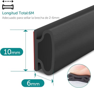Famanu – 6m Zwart Deurafdsluiting - Zelfklevende Rubber Deurafdichting - Geschikt voor Deur- en Raamdichting - Isolatie tegen Warmte - Geluid - Wind en Water.