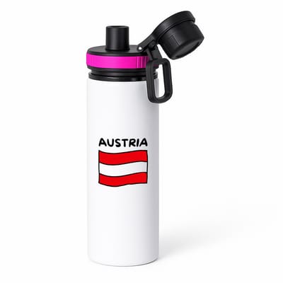 Hacebo® - Austria vlag waterfles met draaidop roze - Oostenrijk - reizigers - toerist - verjaardagscadeau - souvenir - vakantie - water fles - 850ML