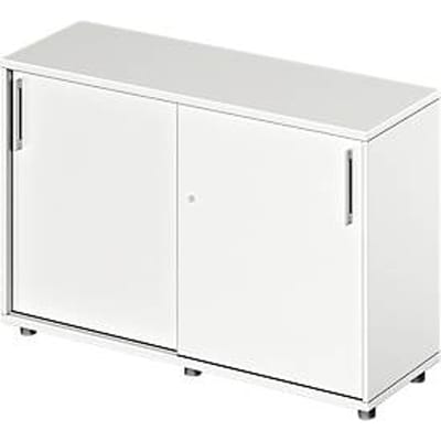 Schäfer Shop Genius Schuifdeurkast TETRIS WOOD, 2 ordnerhoogten, B 1200 mm, hoogte incl. glijders, wit