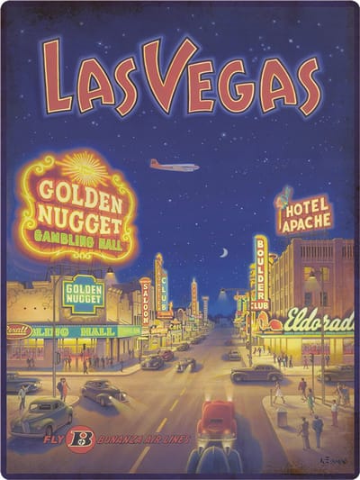Signs USA - retro wandbord - dibond - Las Vegas - Golden Nugget - 33 x 44 cm