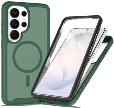 Hoesje met Ingebouwde Screenprotector Geschikt voor Samsung Galaxy S26 Ultra - Compatibel met MagSafe / Qi2 - Full Protect - Schokbestendige Beschermhoes - Case Matte Groen