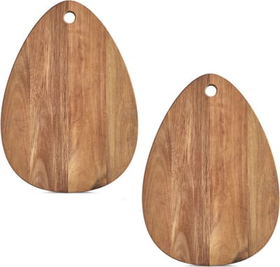 2x Druppel vormige houten snijplanken 40 cm - Zeller - Keukenbenodigdheden - Kookbenodigdheden - Snijplanken/serveerplanken - Houten serveerborden - Snijplanken van hout