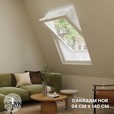 Dakraam Hor – 94 x 140 cm - Geschikt voor Velux: (GGL 408, p08) Fakro, Optilight: Maatcode 09 Roto: 09/14 Insect Raamhor - Insecten Plissé - Vliegenhor – Gaas - Inbouw Zonder boren