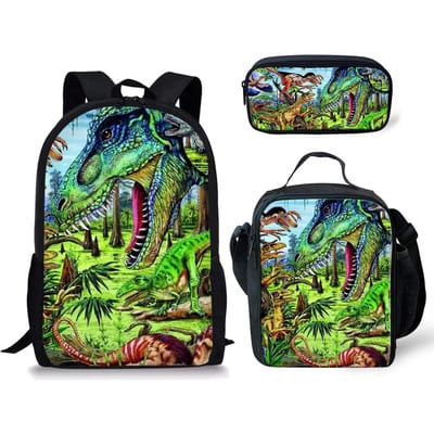 Harajuku Populair Nieuw Herbivoor Dinosaurus 3D Print 3 stuks Student Schooltassen Laptop Dagrugzak Rugzak Lunchtas Etui