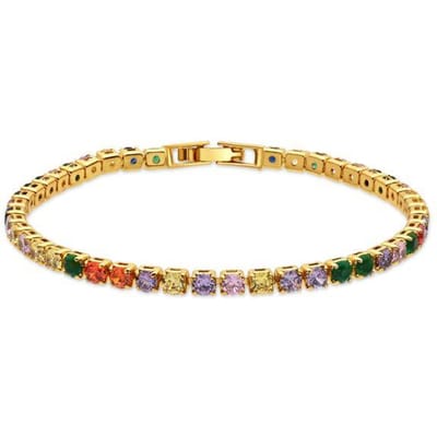 Luxenter armband in metaallegering en multicolor zirkonia, afgewerkt in 18 karaat geelgoud - Jyamia