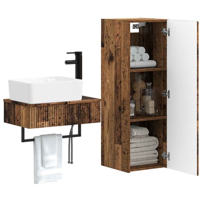 vidaXL - Badkamermeubel - Set - 2 - st - Oud - hout - 33 - x - 34,5 - x - 100 - cm