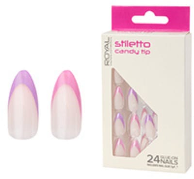 Royal Cosmetics | Salon Nails Stiletto Candy Tip - incl. nailglue - 24 stuks