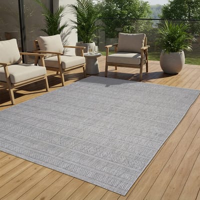 Tapiso Melissa Buitenkleed Buitentapijt Grijs Vloerkleed Binnen Buiten Kleed Tapijt Maat- 60x100