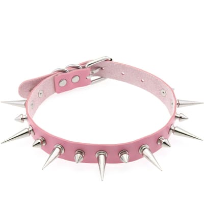 Punk Lange Doornen Choker Pu Leer Kraag Voor Vrouwen Mannen Cool Grote Klinknagels Met Studs Choker Goth Stijl Ketting Emo Accessoires white