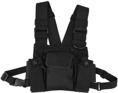 Borsttas - Tactische borsttas - Tas - Hip Hop Streetwear - Heren radio/walkie talkie borsttas - Zwart