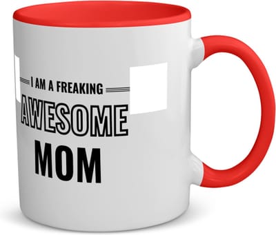 Akyol - i am a freaking awesome mom koffiemok - theemok - rood - Mama - de meest geweldigste moeder - moeder cadeautjes - moederdag - verjaardagscadeau - verjaardag - cadeau - geschenk - kado - gift - moeder artikelen - 350 ML inhoud