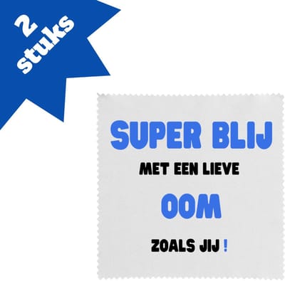Akyol - super blij met een lieve oom zoals jij brillendoekjes - Oom - de liefste oom - verjaardag - cadeautje voor oom - oom artikelen - kado - geschenk - 17,8 bij 17,8 cm - 2 stuks