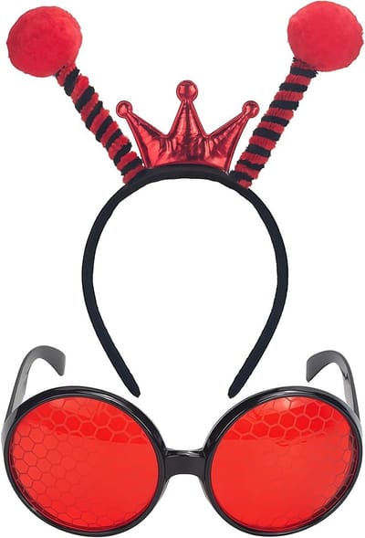 Vrouwelijk Bijen Kostuum met Antenne Hoofdband en Rode Bijenbril voor Grappige Halloween Outfits en Dames Kleding