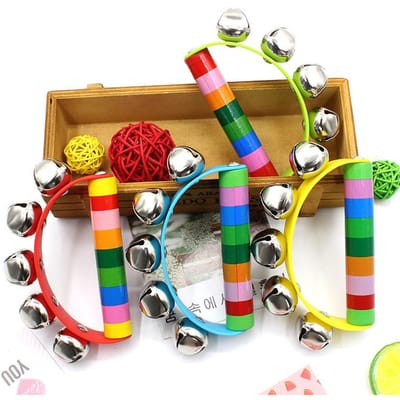12 STUKS Kleurrijke Regenboog Handheld Bel Halve Ronde Percussie Muziekspeelgoed voor Volwassene KTV Familiefeest Spel Cadeau red