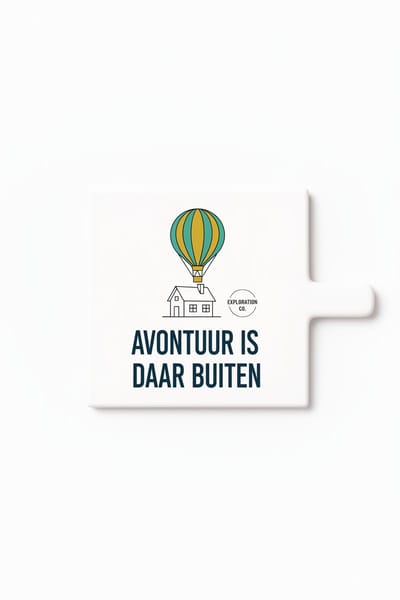 Avontuur Is Daar Buiten Keramische Tegel – Nederlandse Luchtballon Reis Quote Wanddecoratie Cadeau voor Avonturiers