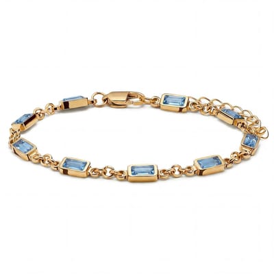 Prism | Goudkleurige armband met donkerblauwe stenen van kristalglas