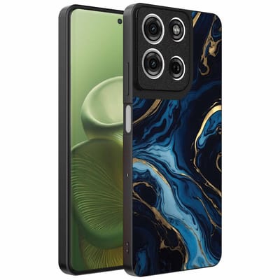 Geschikt voor Motorola Edge 60 Telefoonhoesje met marmer opdruk - TPU backcover case gold blue marble design - Goud Blauw - Smartphonica geschikt voor Motorola Edge 60