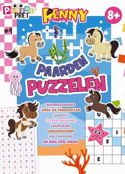 Penny Puzzelpret 4 - Puzzelboek Kinderen - Puzzelboek - Puzzelboeken - Sudoku Kinderen - Paarden Spullen - Vakantieboek - Paardencadeaus - Zomerboek - Puzzelen - Puzzels - Puzzel boek - Speelgoed - Creatief - DIY - Breinbreker - Doeboek Meisjes