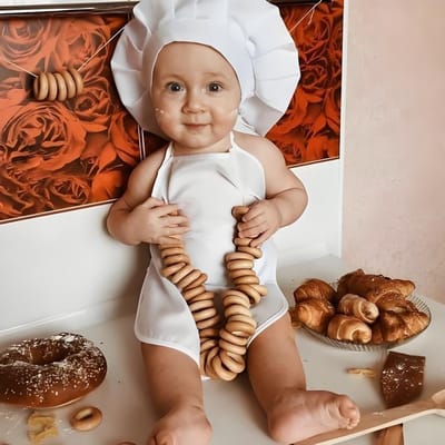 Schattig kostuum voor pasgeboren baby's met hoed en schort - Perfect voor fotografie en als fotoproduct!