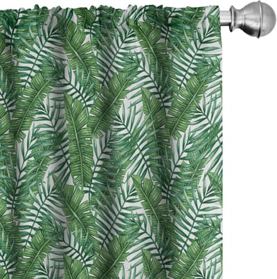 ABAKUHAUS Jungle Leaves – Gordijnen – 2-delige set 75×245 cm, microvezel
