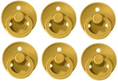 BIBS fopspenen - spenen set van 6 stuks | 6x Mustard - Voordeelverpakking | Maat 1 - Leeftijd - 0-6 maanden