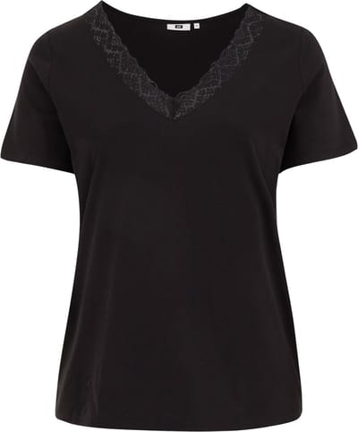 WE Fashion Dames T-shirt met kant - Curve