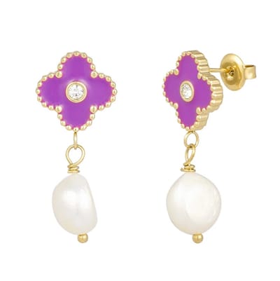 Yehwang Oorbellen Posh Spice goud paars