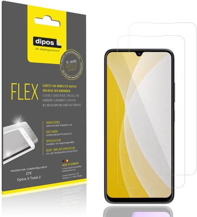 dipos – 2x Beschermfolie geschikt voor ZTE Optus X Total 2 | 3D Full Cover Screenprotector | 100% Passend