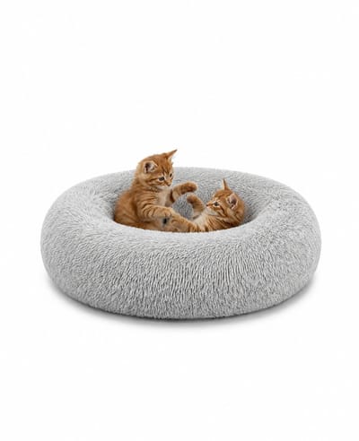 lionto Knuffelbed kat, donutvormig & extra zacht Ø70 cm lichtgrijs