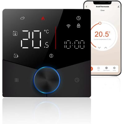 Smart Tuya WiFi-thermostaat Spraakbesturing Digitale wekelijkse programmeerbare temperatuurregelaar Digitaal Water Heating zwart