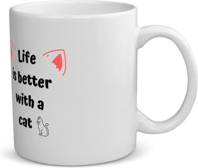 Akyol - life is better with a cat koffiemok - theemok - Katten - katten liefhebbers - verjaardag - cadeau - kado - geschenk - 350 ML inhoud