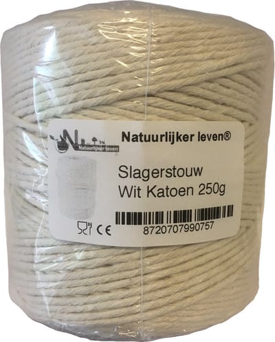 Slagerstouw, Wit Katoen 250g - keukentouw - rolladetouw