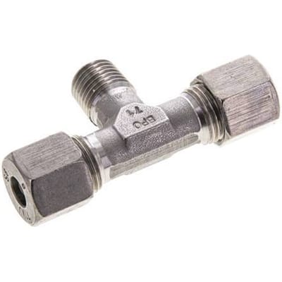 8S & M14x1.5 (con) RVS T-stuk Snijringkoppeling Buitendraad 630bar ISO 8434-1