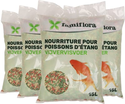Famiflora Sticks mix 4x 15L - Drijvend voer zodat je gemakkelijk ziet hoeveel je vissen eten en overvoeding voorkomt - Met spirulina en paprika voor mooie kleuren die vissen levendig doen ogen