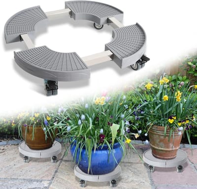 Verstelbare Plantenroller met 360° Draaibare Wielen - Draagkracht 200 kg - Ø 38-54 cm - Geschikt voor Binnen en Buiten - Weerbestendig