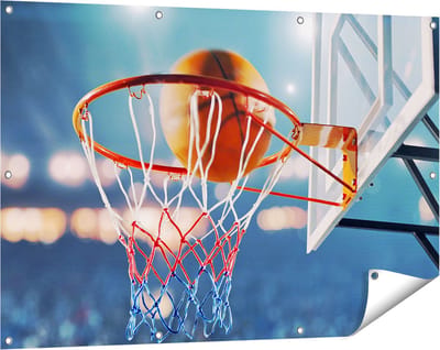 Gards Tuinposter Basketbal in Ring - Hoepel - Bord - 120x80 cm - Tuindoek - Tuindecoratie - Wanddecoratie buiten - Tuinschilderij