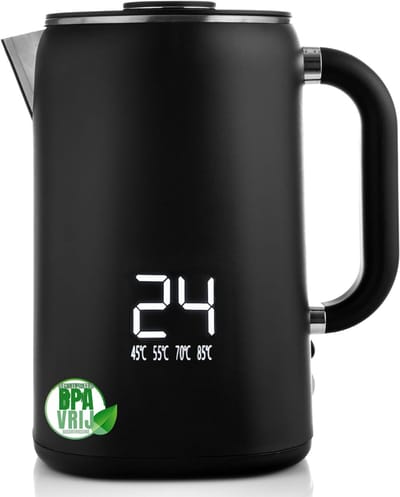TIM® Waterkoker met Temperatuurregeling - Waterkoker - Zwart - 21cm x 15cm x 23cm