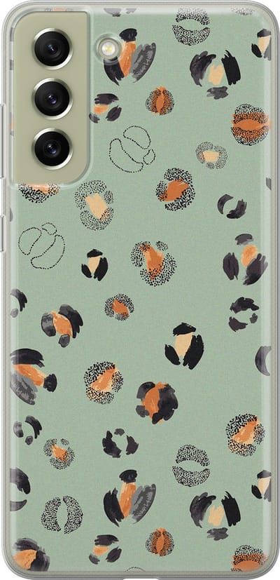 Leuke Telefoonhoesjes - Hoesje geschikt voor Samsung Galaxy S21 FE - Luipaard baby leo - Soft case - TPU - Luipaardprint - Blauw